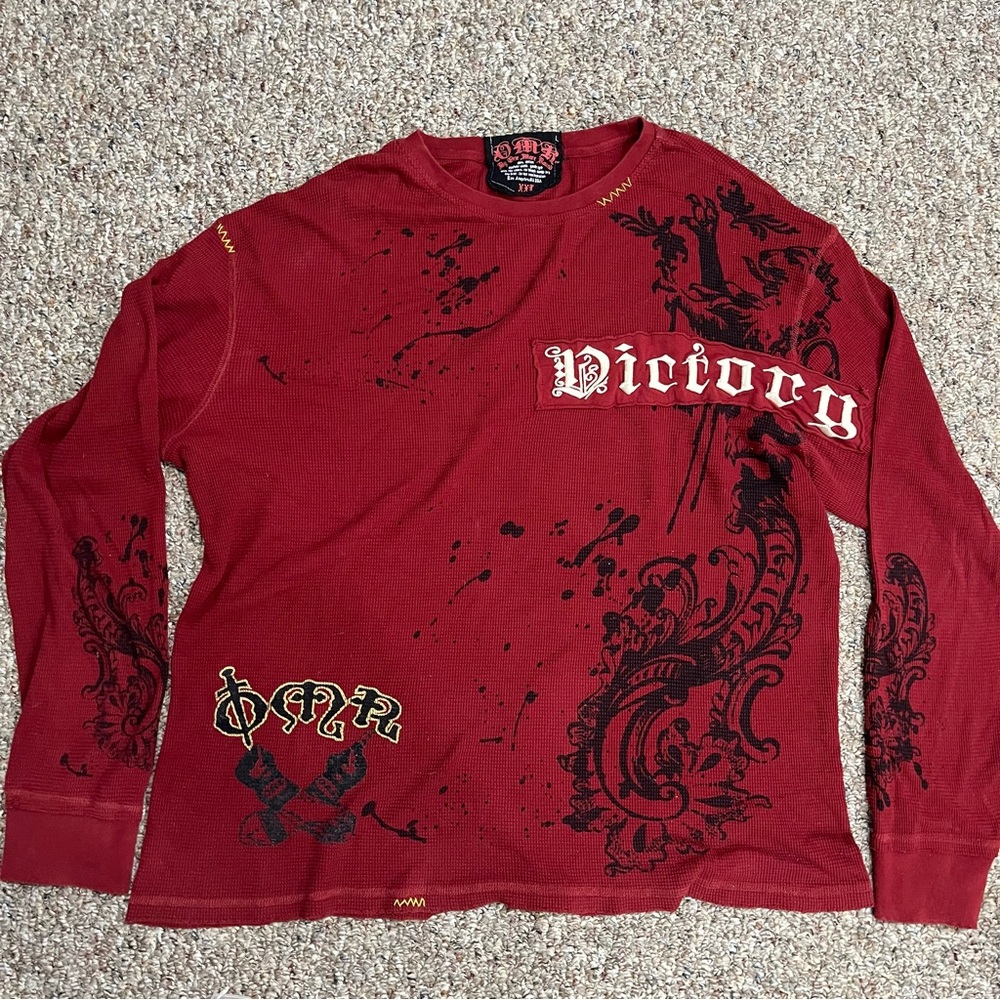 Affliction style One More Round OMR graphic cotton long sleeves